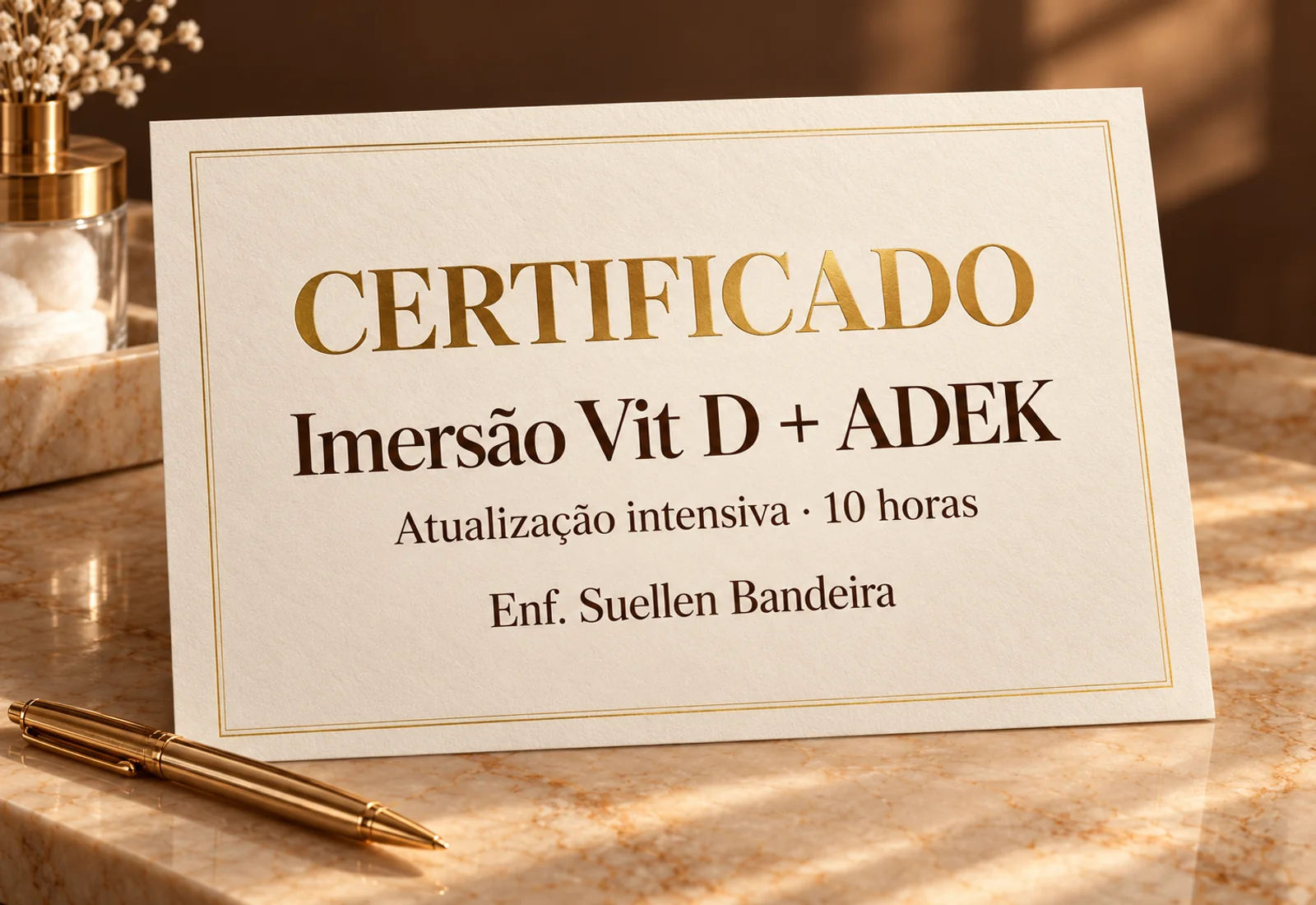 Certificado da Imersão Vit D + ADEK, atualização intensiva de 10 horas
